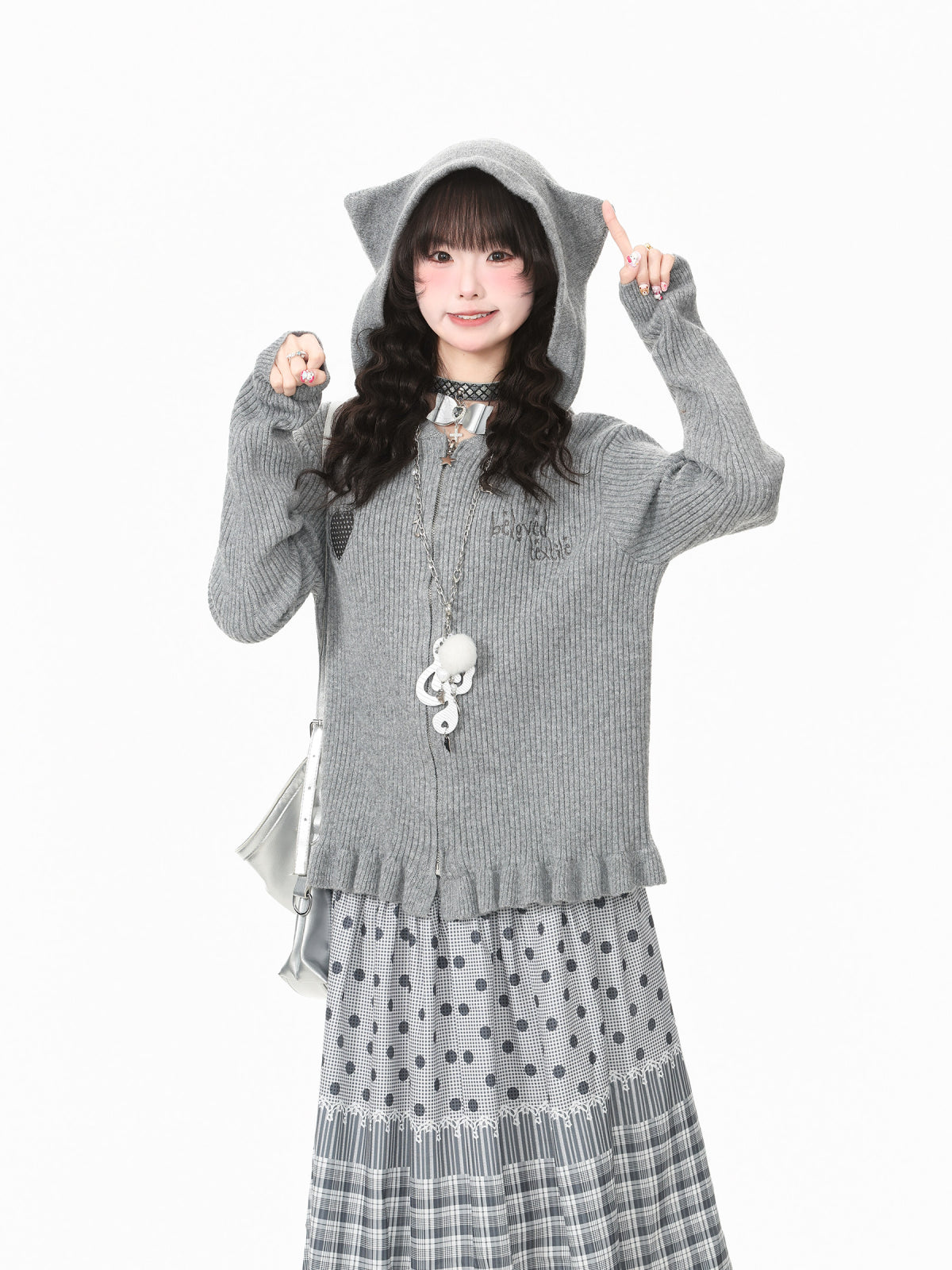 Mew Ruffle Knit Hoodies-Outerwear-ntbhshop