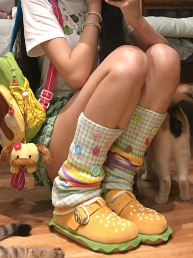 Button Pop Dopamine Leg Warmers-ntbhshop