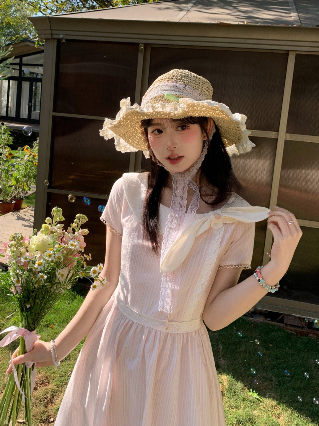 Vanilla Ribbon Stripe Dresses-Dresses-ntbhshop