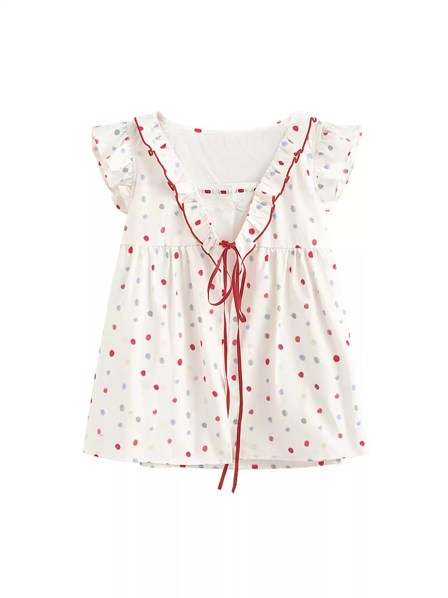 Candy Dot Babydoll Blouse-Tops-ntbhshop