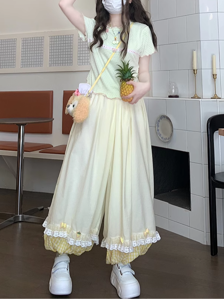 Berry Bloom Gingham Bubble Pants-ntbhshop