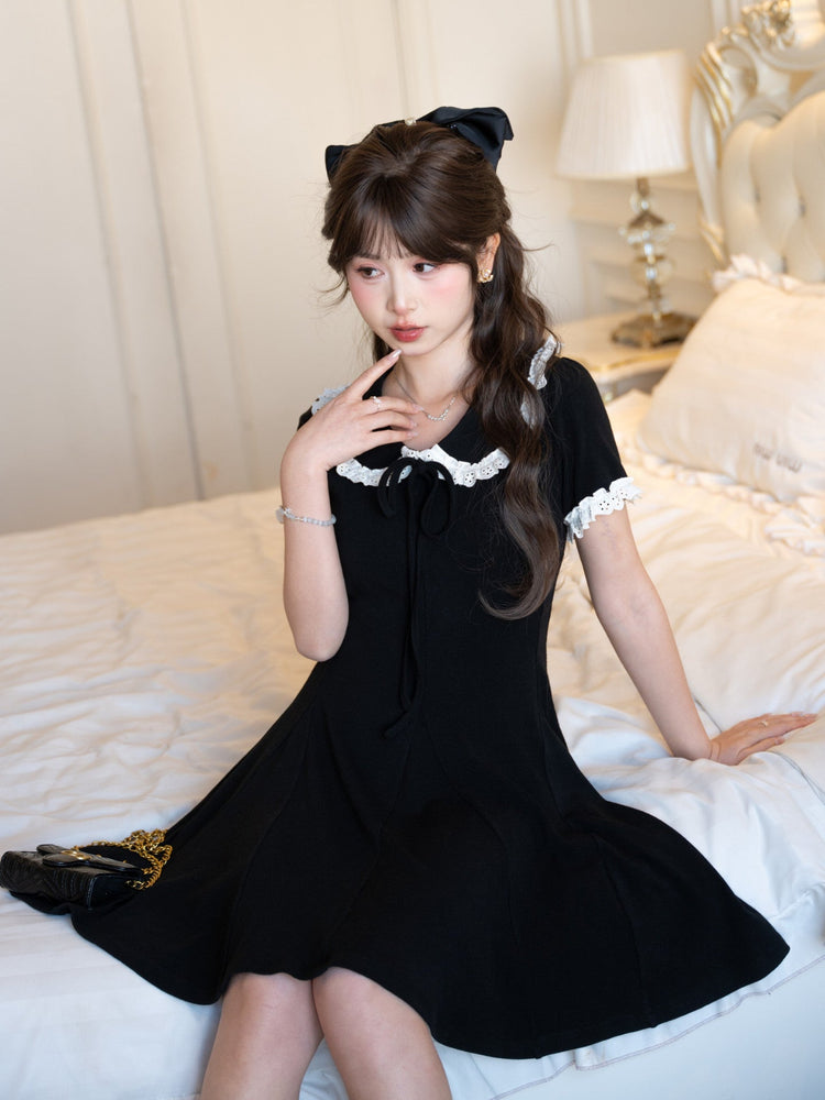 Midnight Lace Ribbon Dress-Dresses-ntbhshop