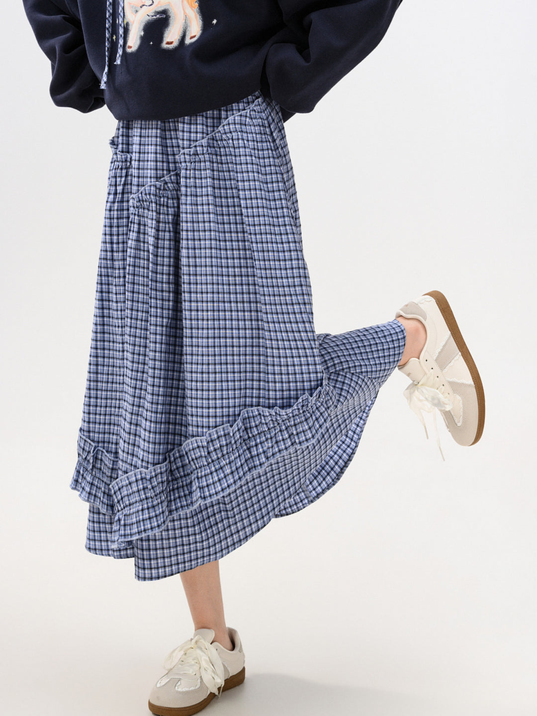 Meadow Check Ruffle Skirt-Bottoms-ntbhshop