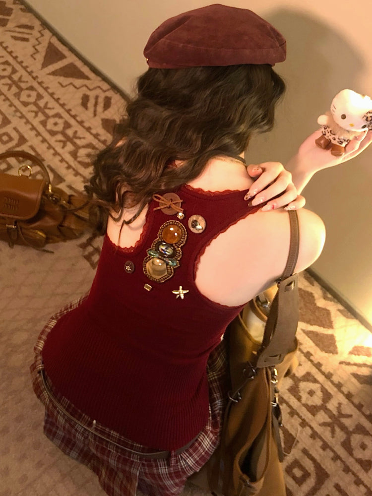 Private Love Vintage Patch Knit Tops-ntbhshop