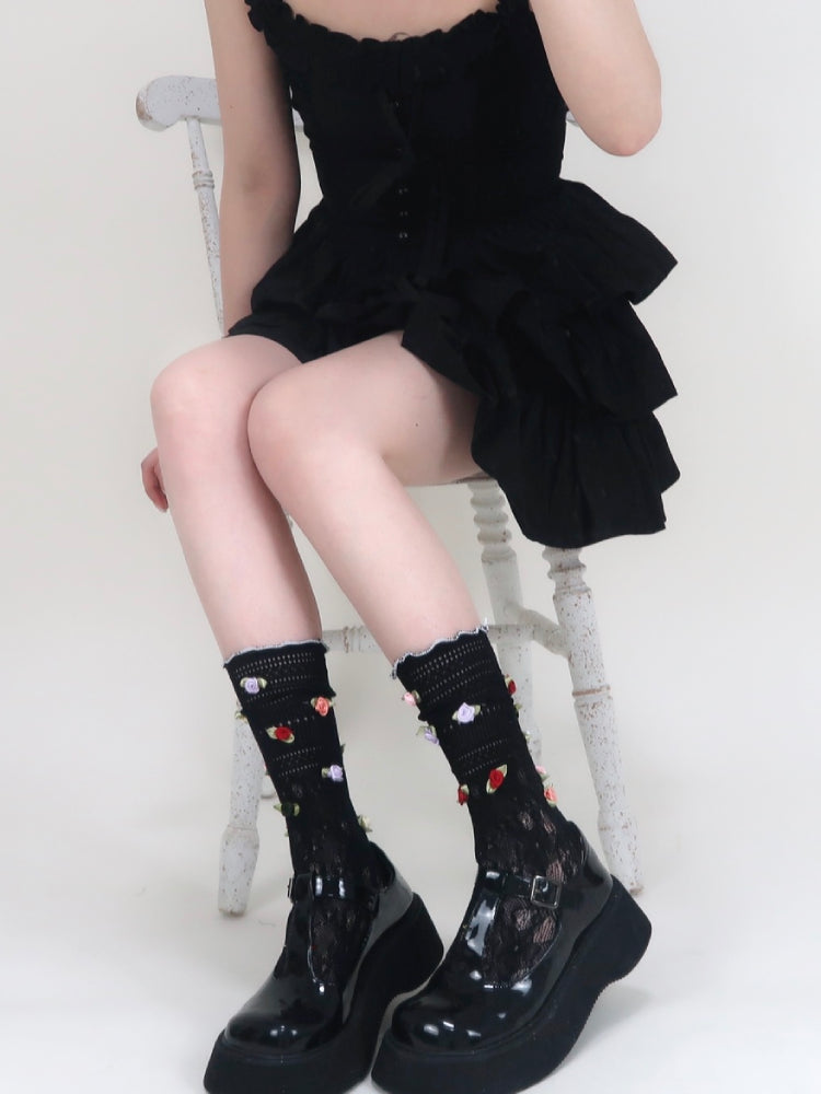 Rosette Whip Macaron Lace Bloom Socks-ntbhshop