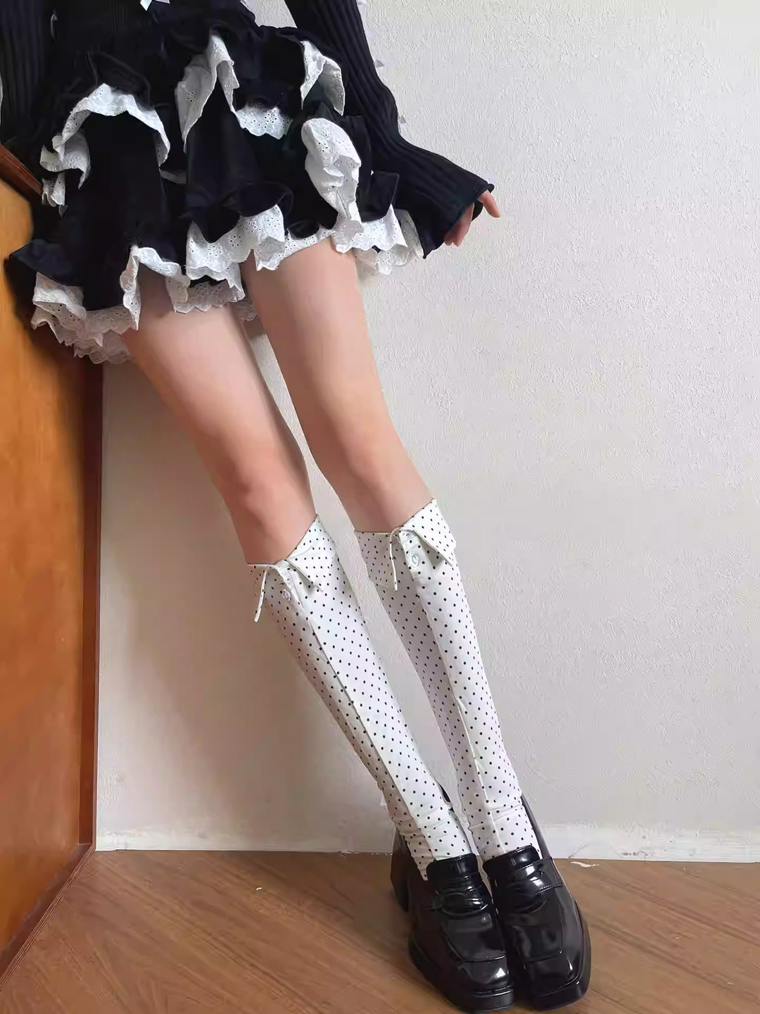 Polo Collar Flip Knee Socks