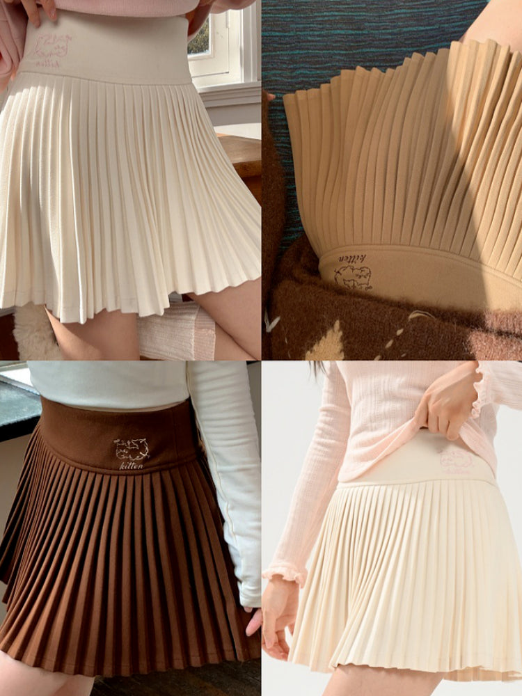 Kitten Latte Brunch Pleated Skirts-ntbhshop