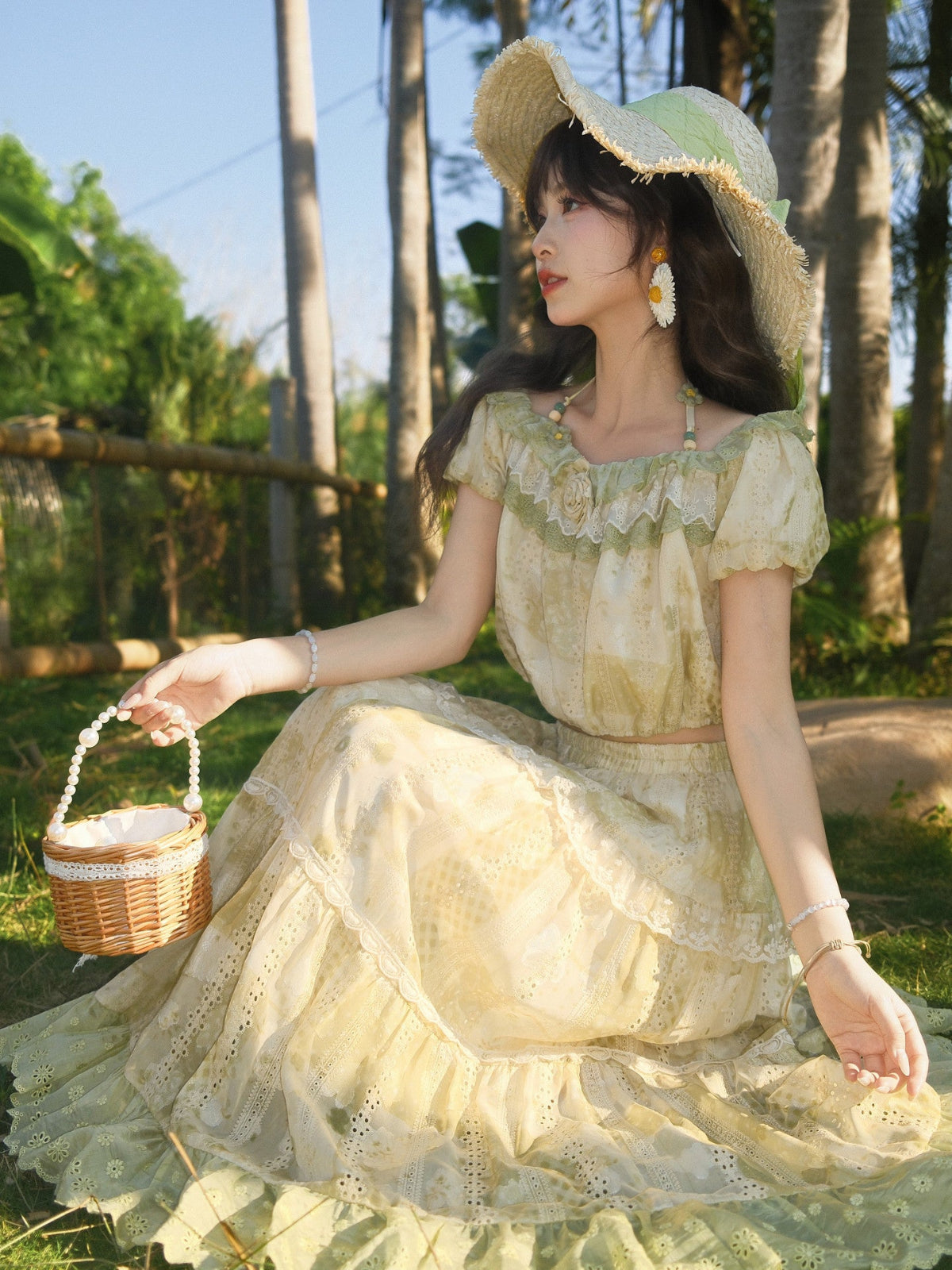 Sage Cottage Crop Top & Maxi Skirt-Sets-ntbhshop