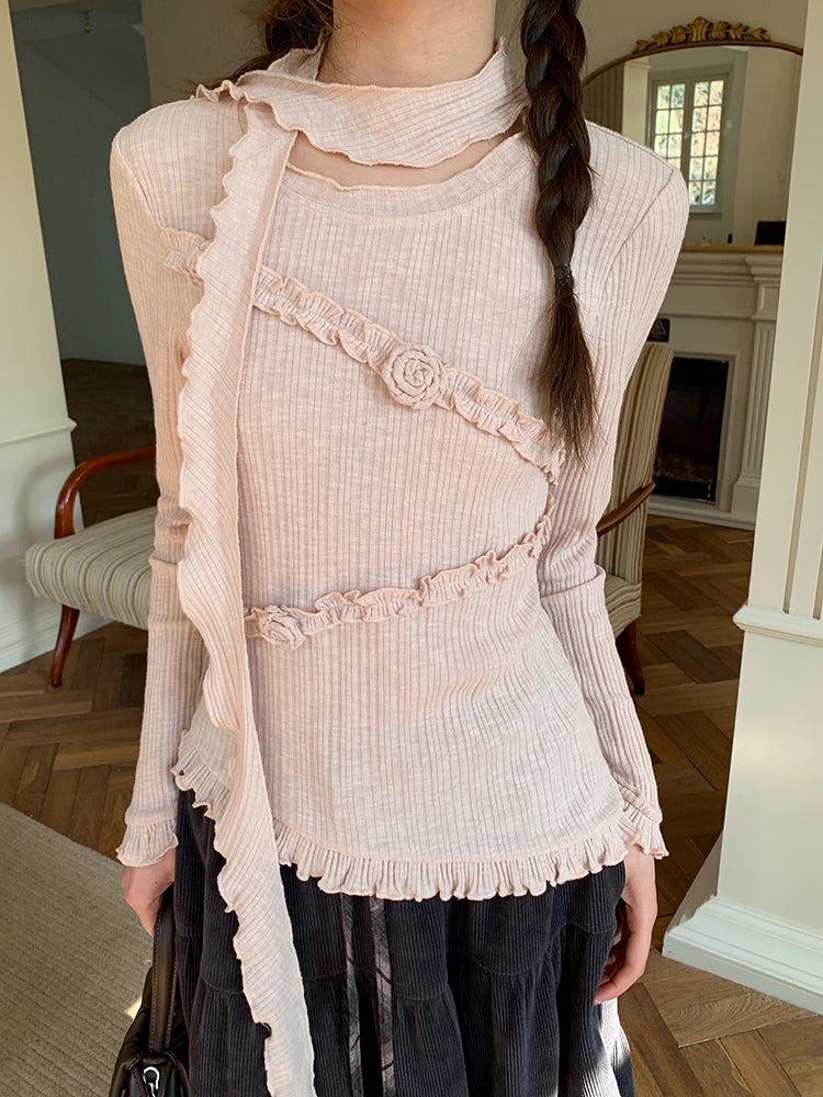 Rosette Whisper Knit Top & Layered Skirt-ntbhshop