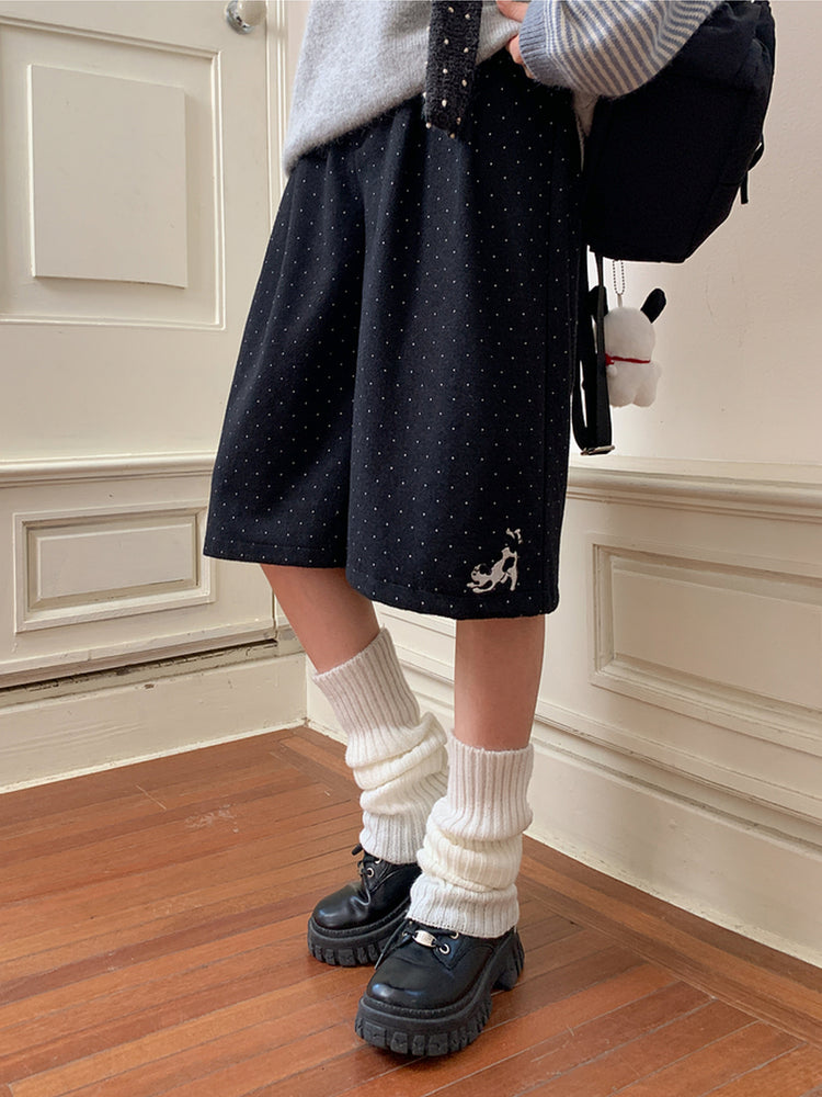 Nightfall Polka Pup Wool Shorts-ntbhshop