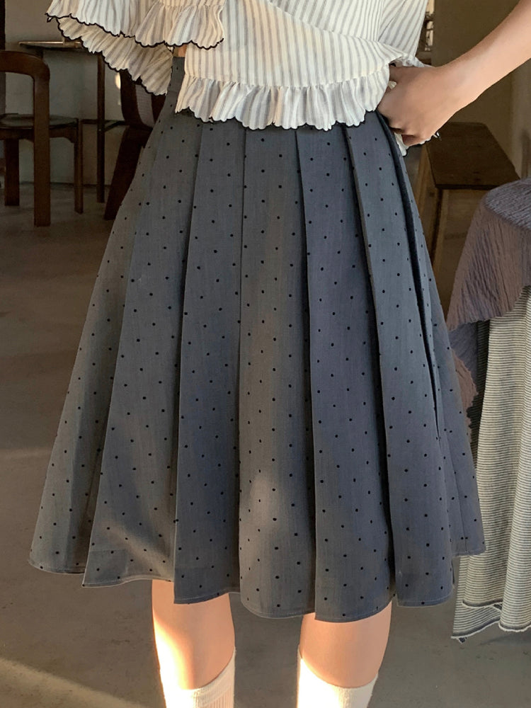 Vintage Prep Doll Collar Blouse & Skirt-Sets-ntbhshop