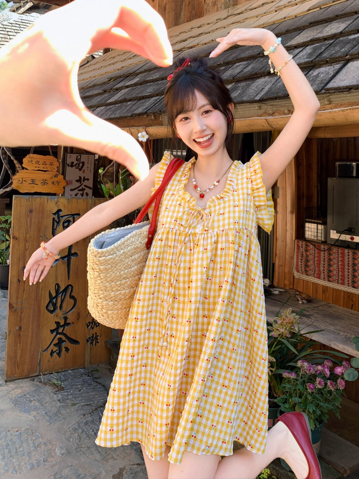 Sunny Gingham Babydoll Dress-Dresses-ntbhshop