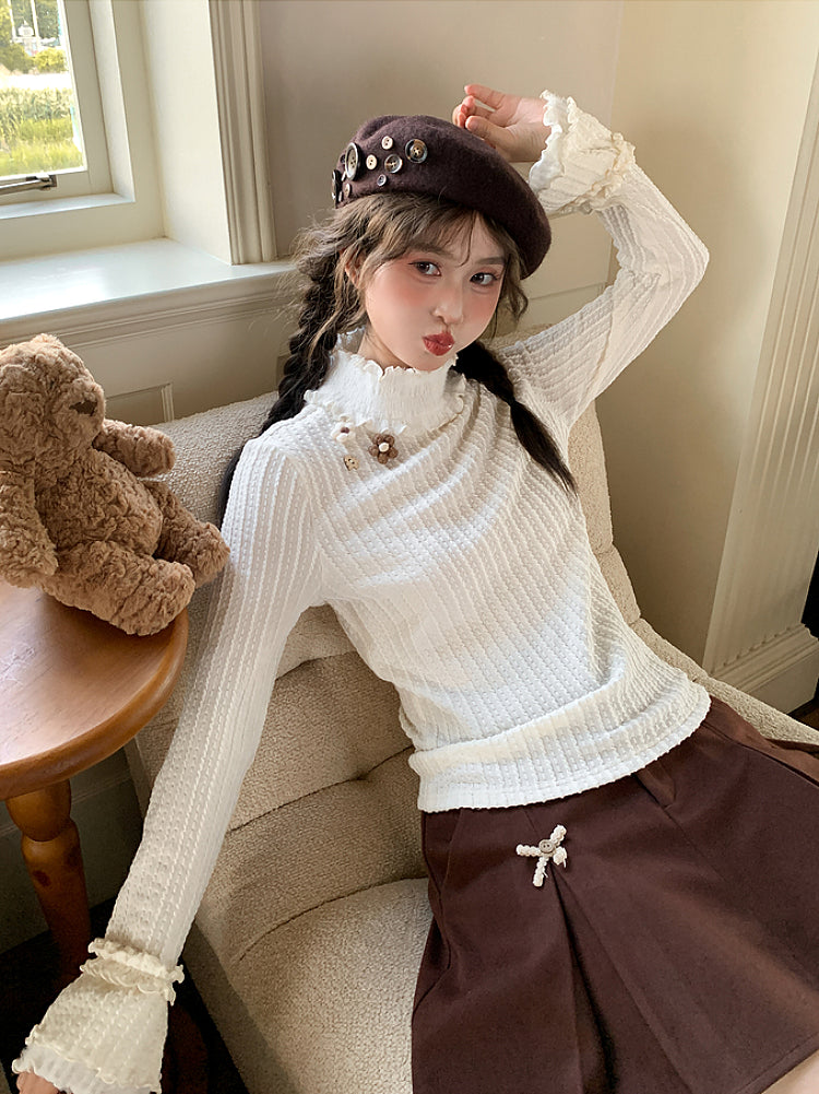 Snowden Rib Ruffle Turtlenecks-ntbhshop