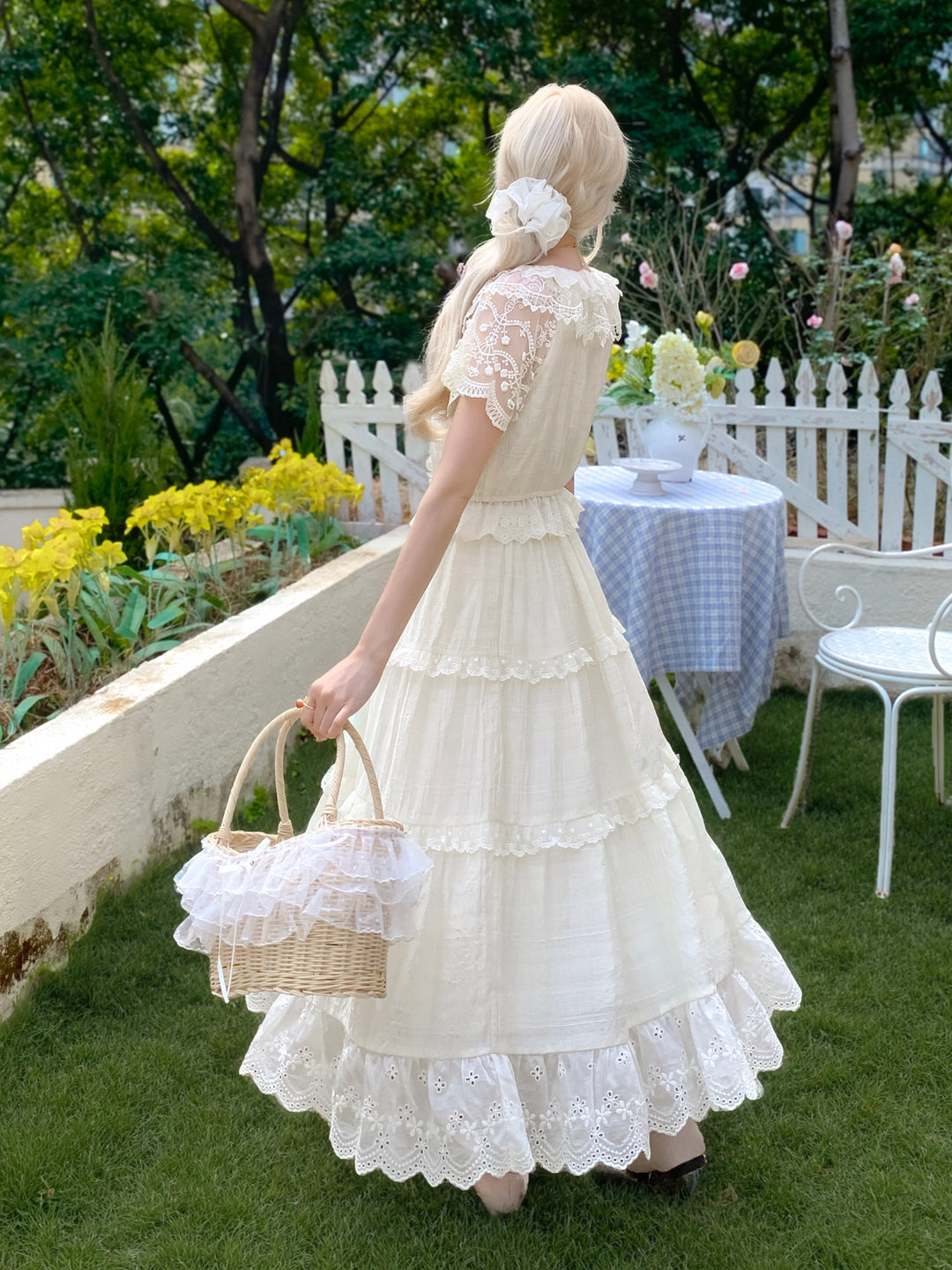 Ivory Garden Lace Skirt-Bottoms-ntbhshop