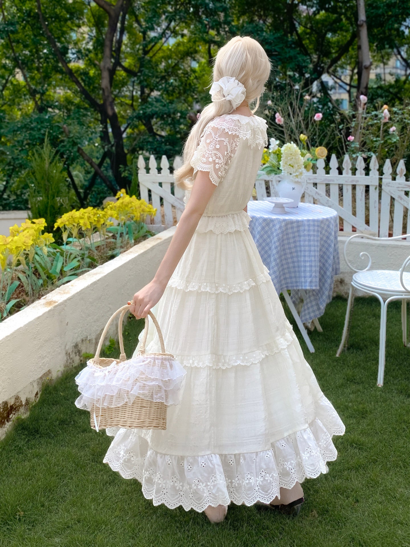 Ivory Garden Lace Skirt-Bottoms-ntbhshop