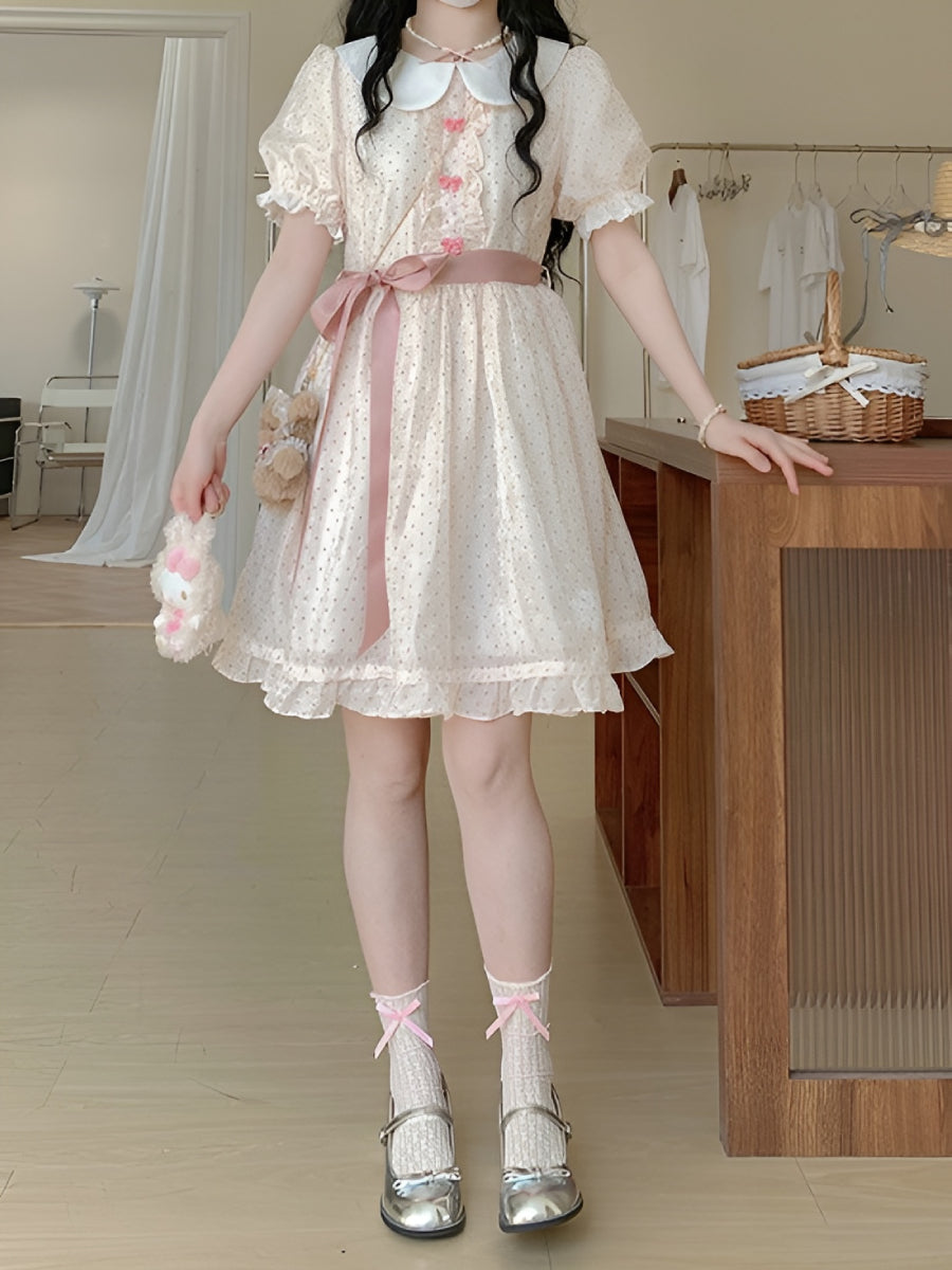 Sweetheart Dot Ribbon Dresses-Dresses-ntbhshop