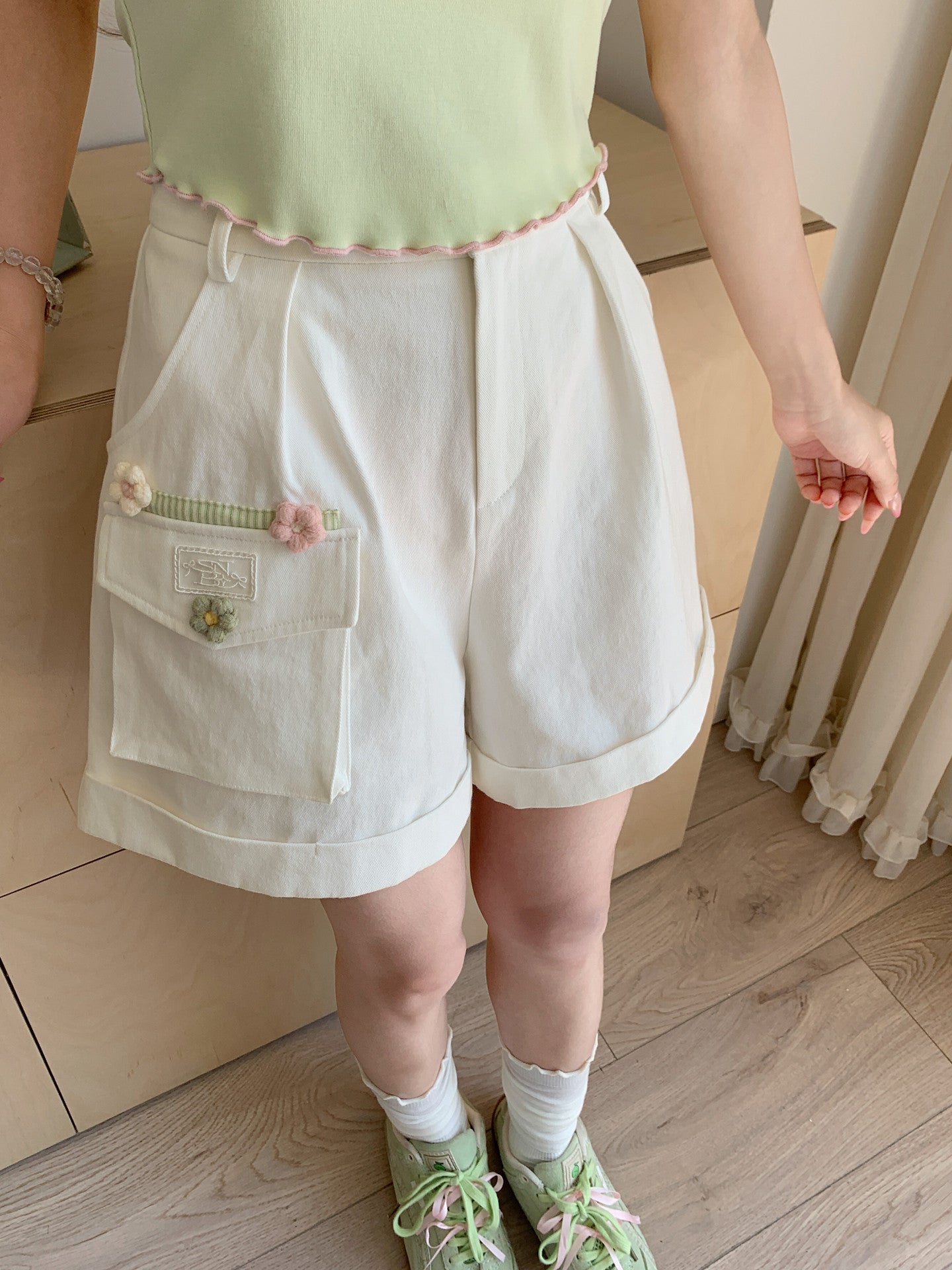 Blossom Pocket Cotton Shorts-Bottoms-ntbhshop