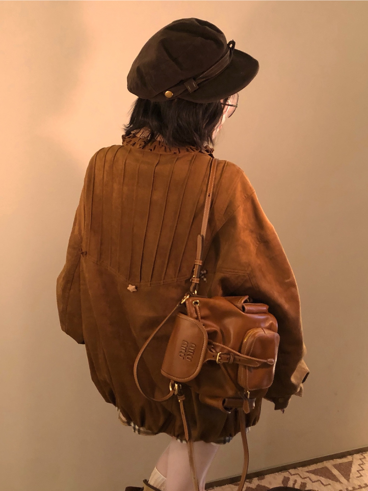 Maillard Coffee Vintage Button Suede Jackets-ntbhshop