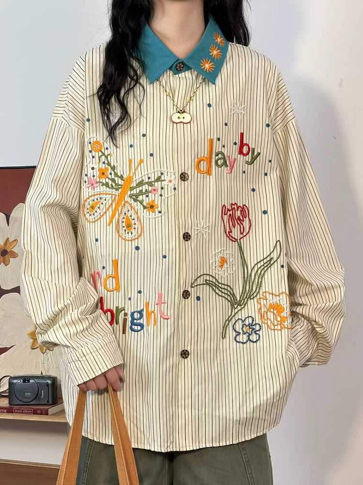 Bright Garden Stripe Shirt-Tops-ntbhshop