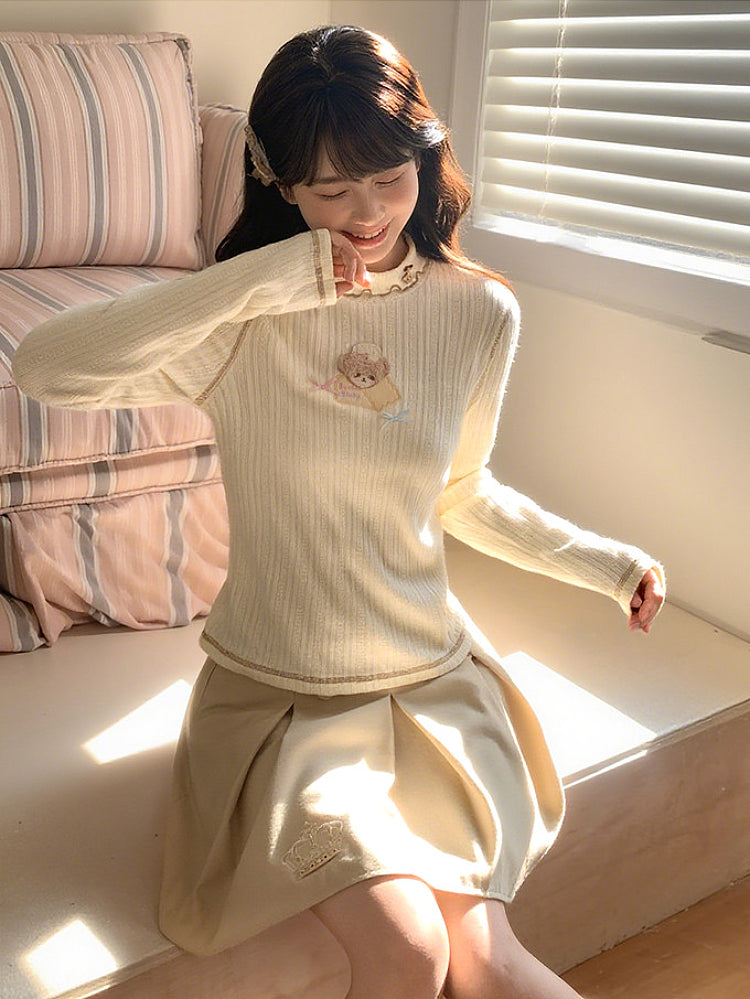 Biscuit Academia Ribbed Base Top-Tops-ntbhshop