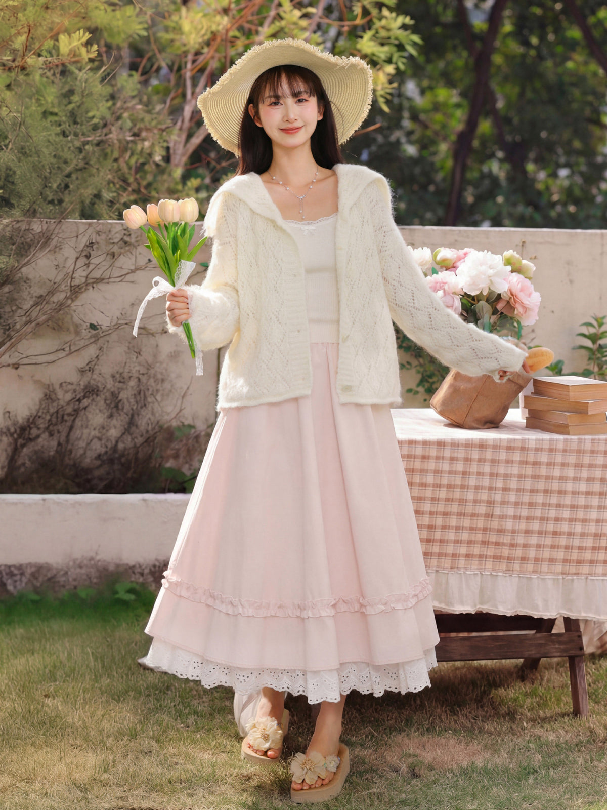 Milk Lace Ruffle Skirts-Bottoms-ntbhshop