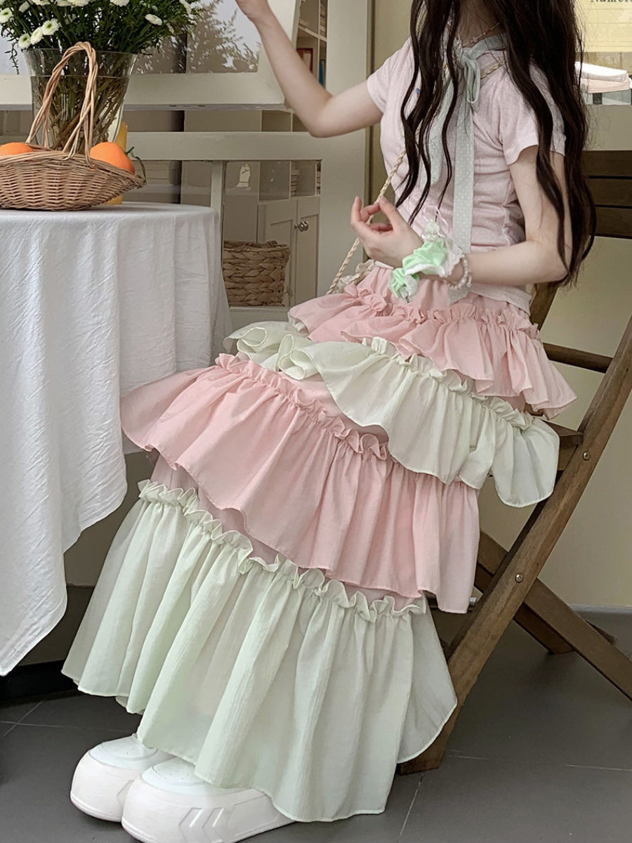Pastel Marshmallow Layer Skirt-Bottoms-ntbhshop