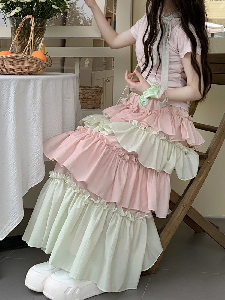 Pastel Marshmallow Layer Skirt-Bottoms-ntbhshop