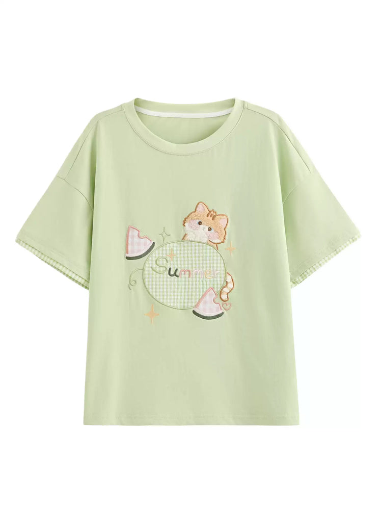 Summer Melon Kitten Tees-Tops-ntbhshop