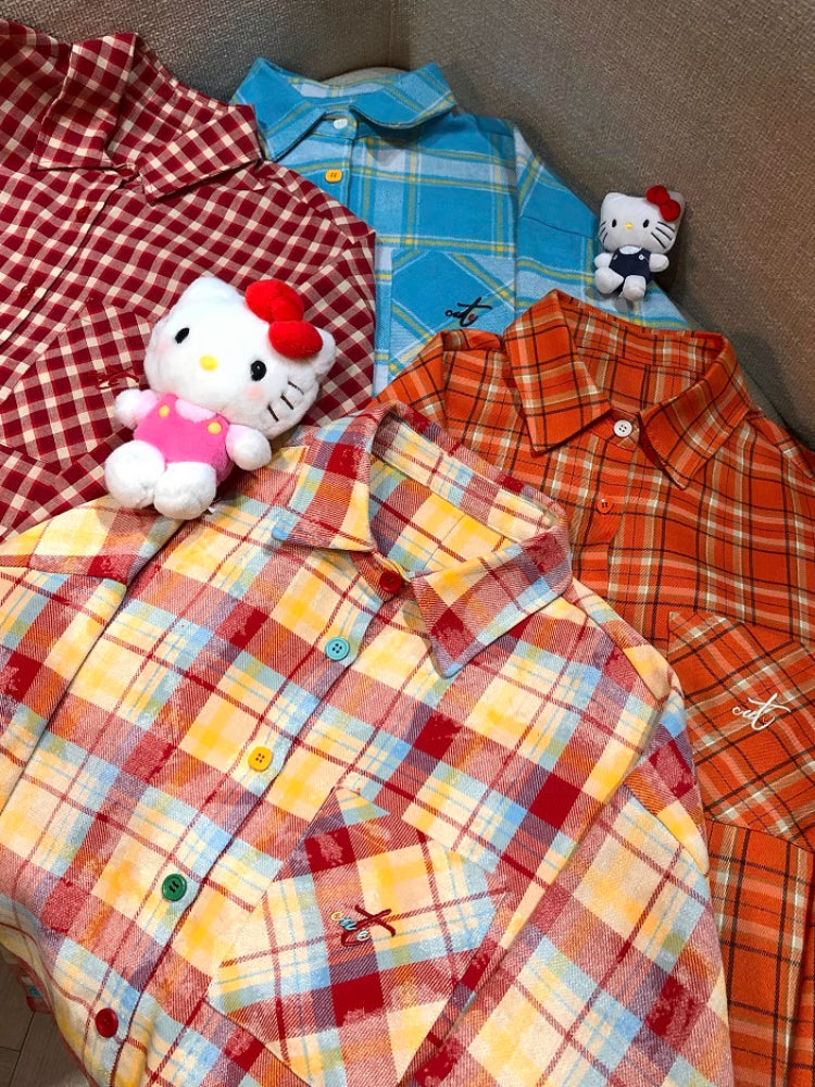 Rainbow Crush Oversize Check Shirts-ntbhshop