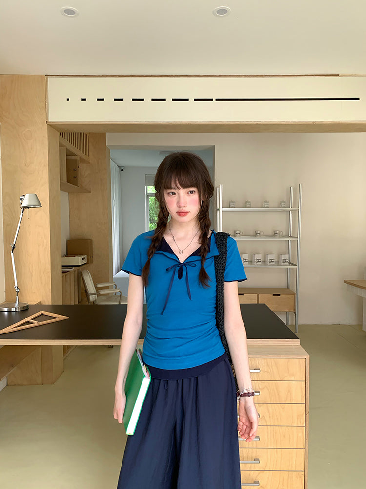 Library Date Contrast Trim Tees-ntbhshop