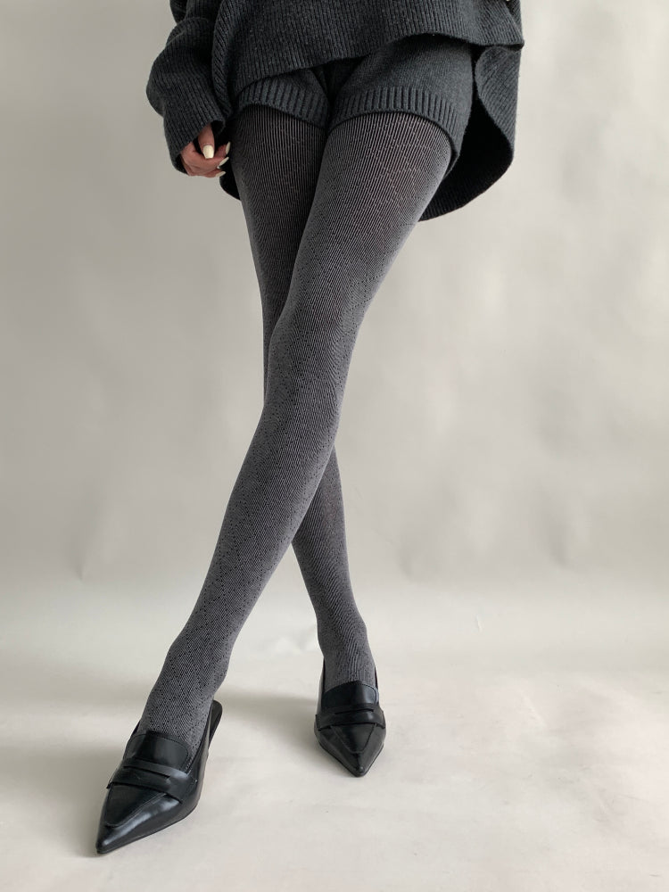 Soft Noir Lattice Knit Tights-ntbhshop