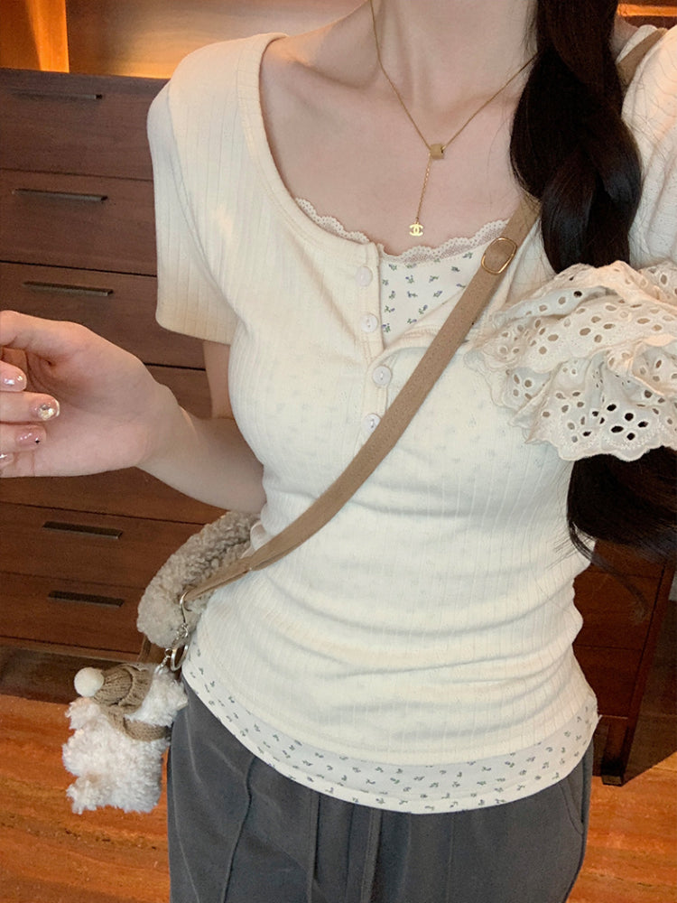 Soft Bloom Lace Slim Tops-ntbhshop