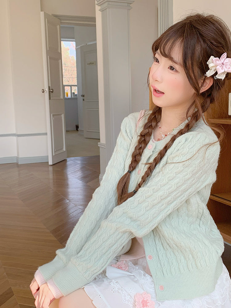 Guava Daydreams Knit Cardigan & Skirt-Sets-ntbhshop