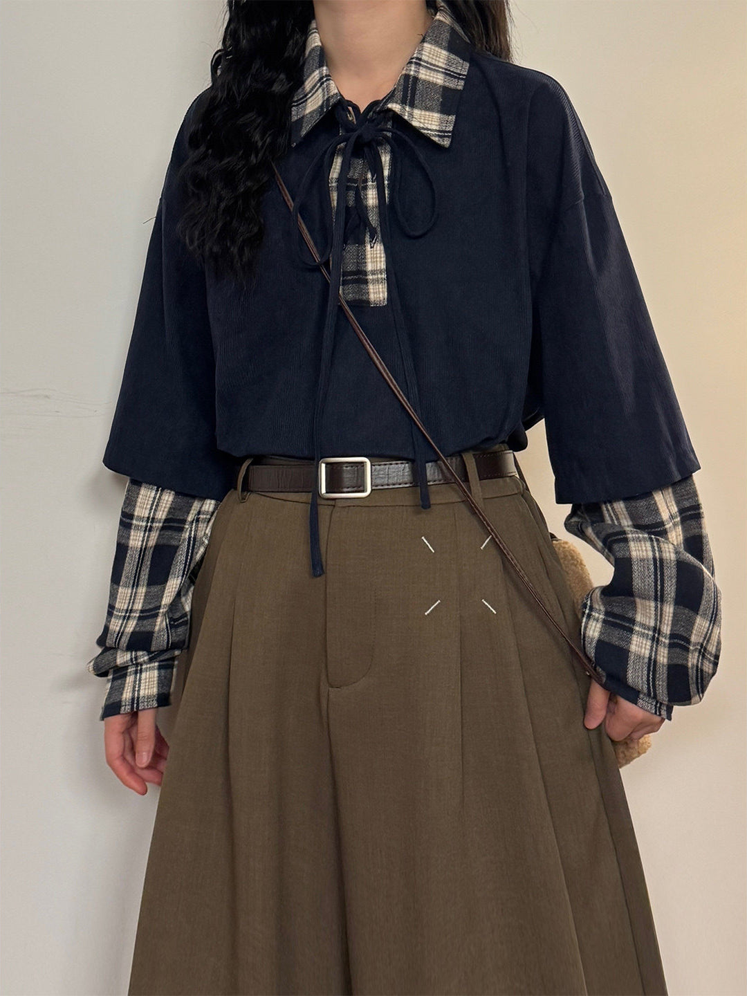 Plaid Sketch Layer Sweatshirts-Tops-ntbhshop