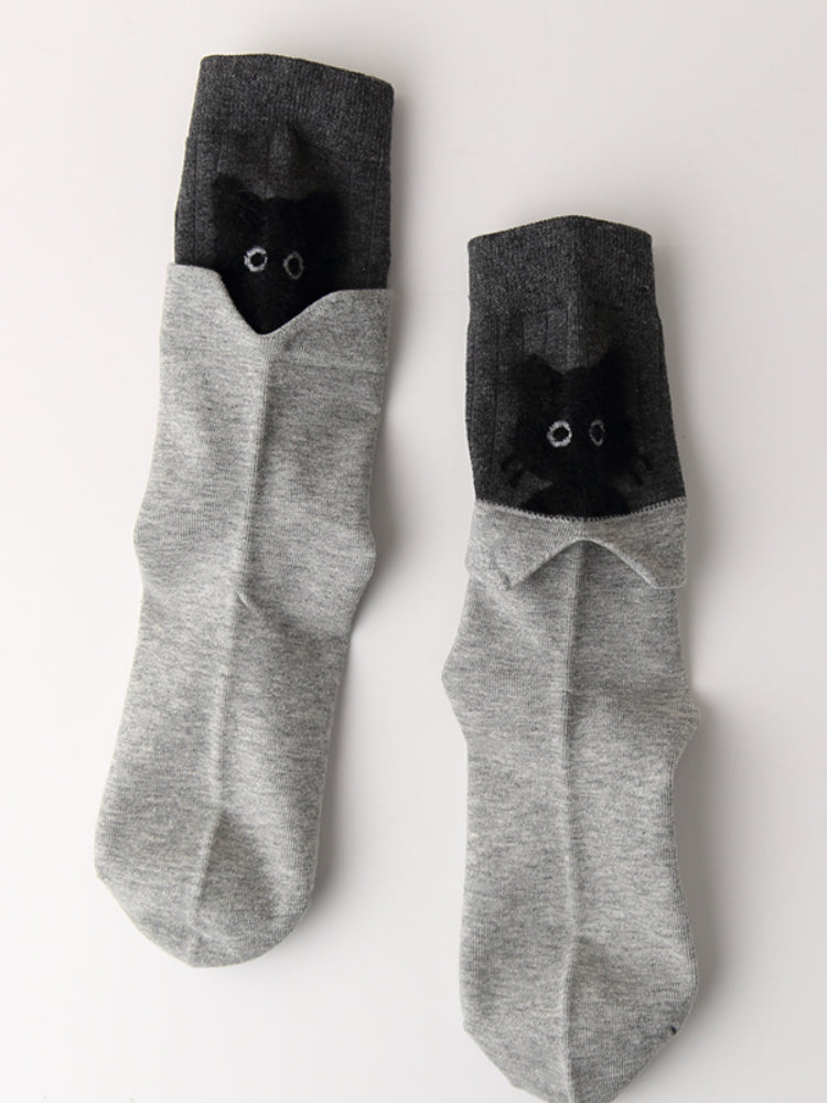 Peek-a-Boo Collar Flip Crew Socks-ntbhshop