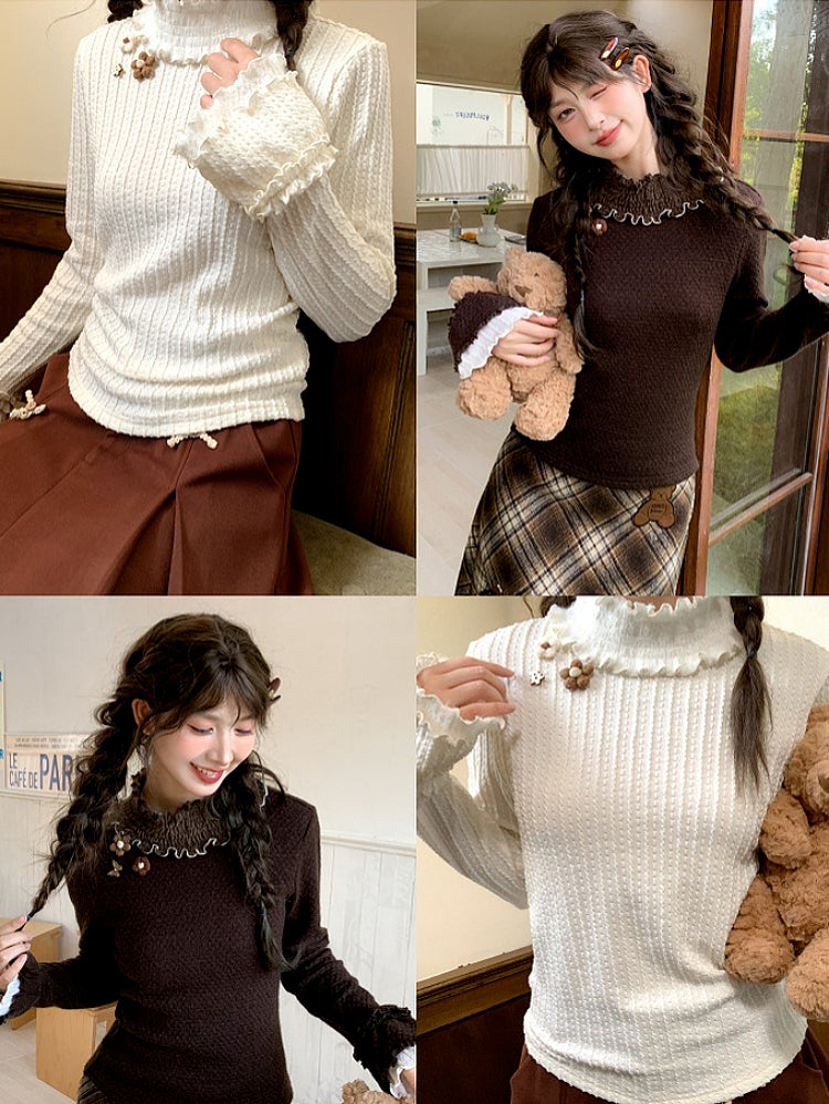 Snowden Rib Ruffle Turtlenecks-ntbhshop