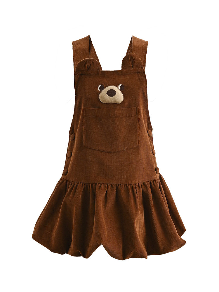 Brown Bear Corduroy Dress-Dresses-ntbhshop