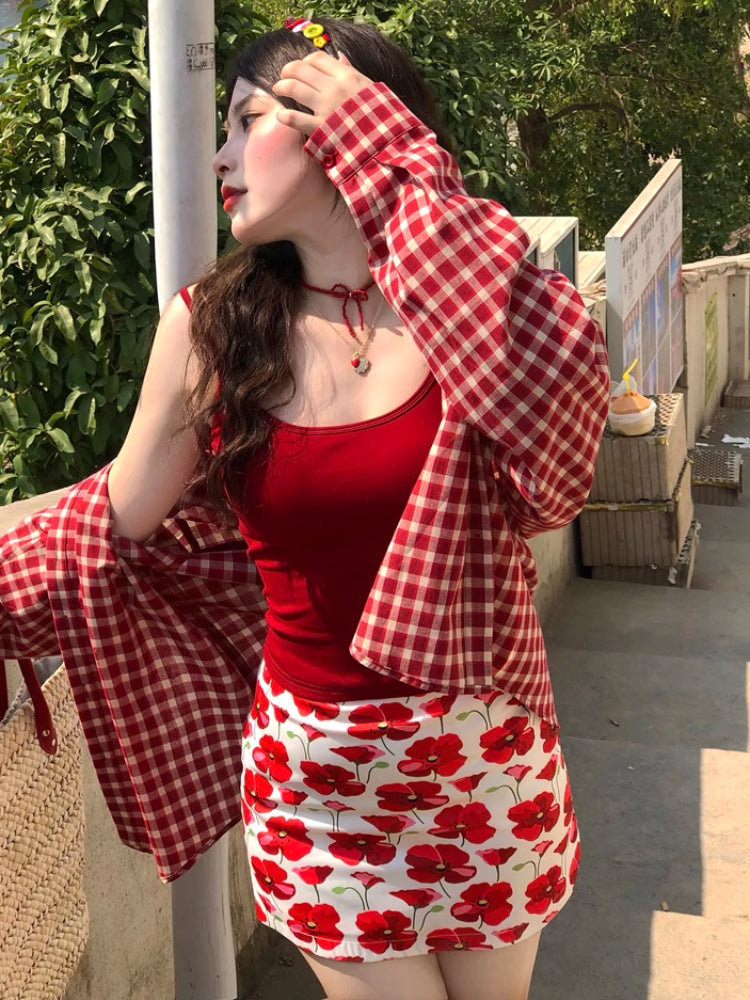 Canvas Bloom Floral Printed Mini Skirts-ntbhshop