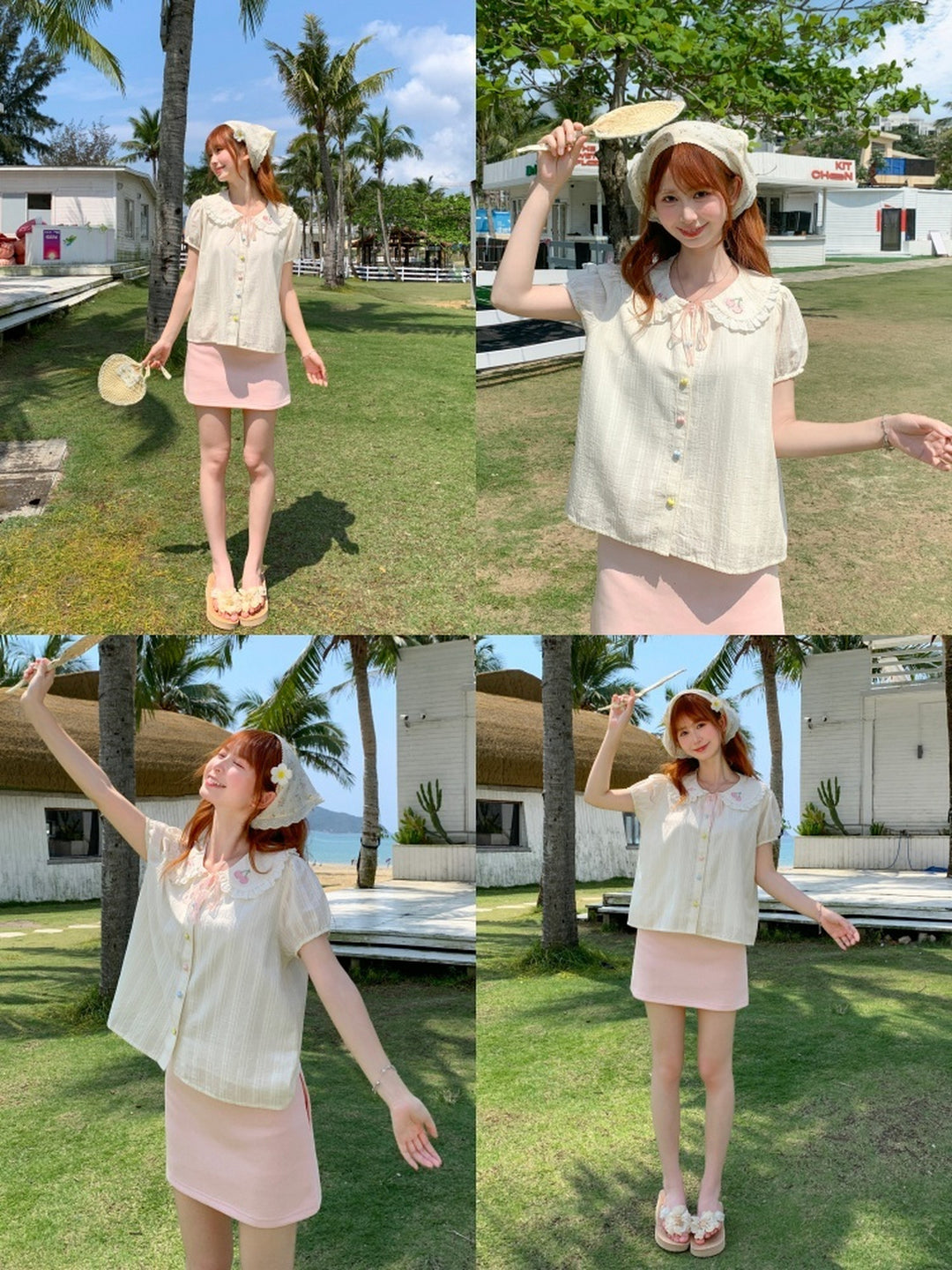 Cherry Heart Doll Collar Blouse-Tops-ntbhshop