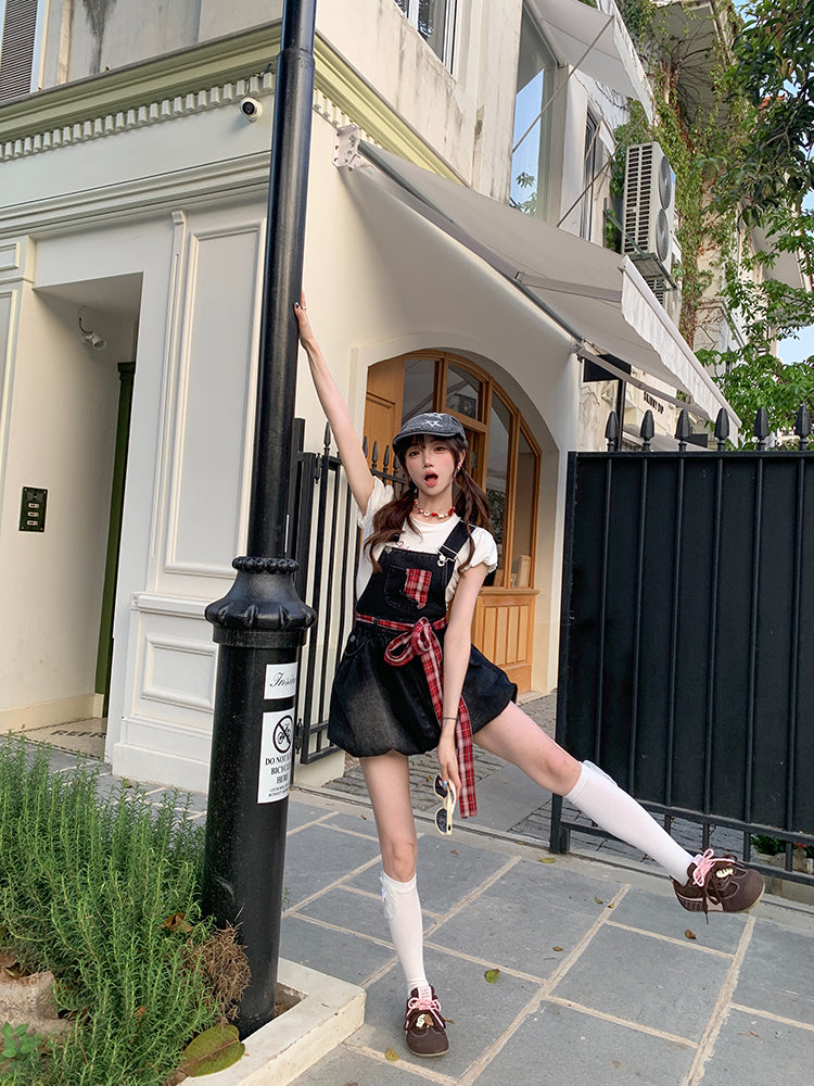 Rebel Sweetheart Puff Sleeve Top & Bubble Overall Dress-ntbhshop