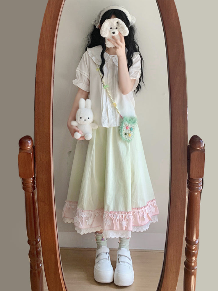 Creamy Puff Sleeve Doll Blouse-ntbhshop