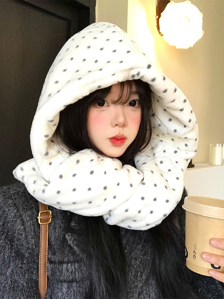 Snow Walk Polka Hood Scarf-ntbhshop