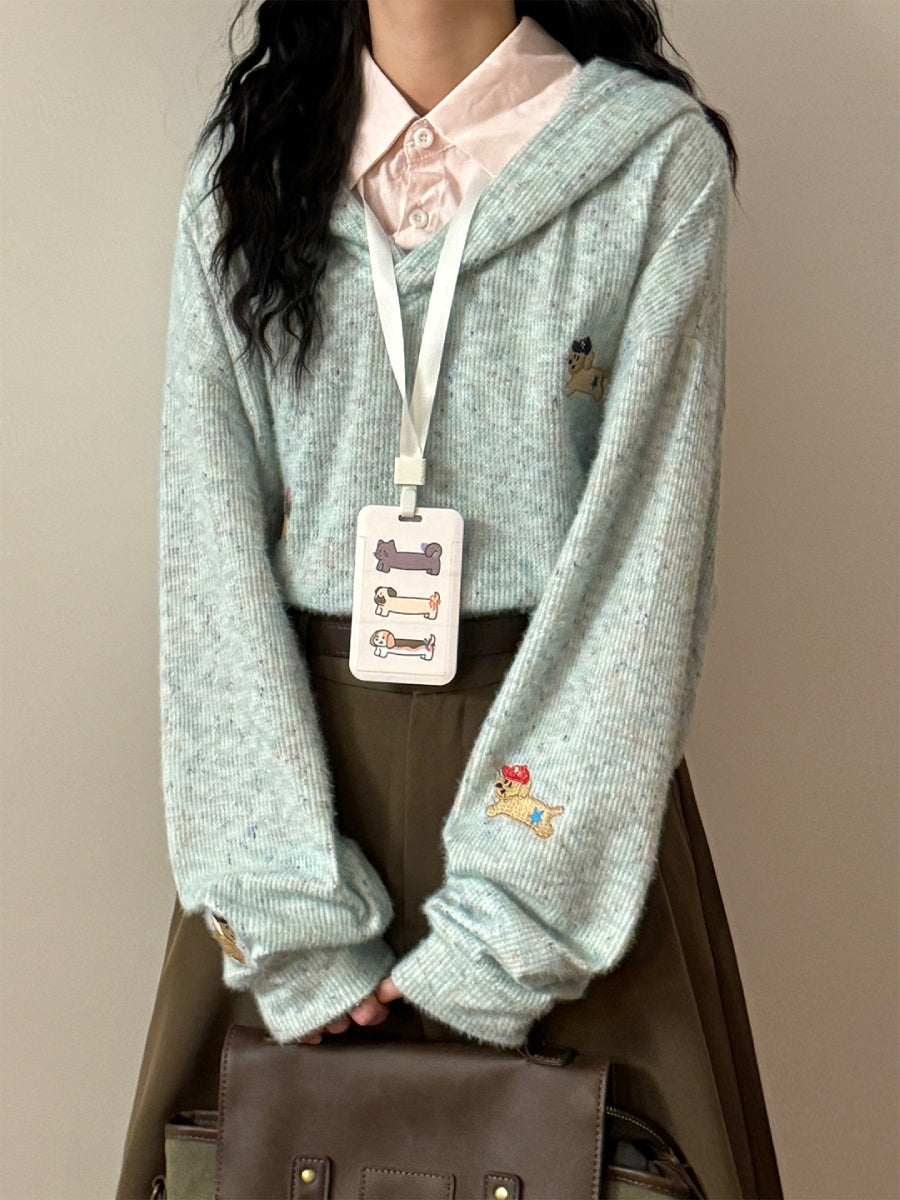 Soft Puppy Knit Hoodies-Tops-ntbhshop