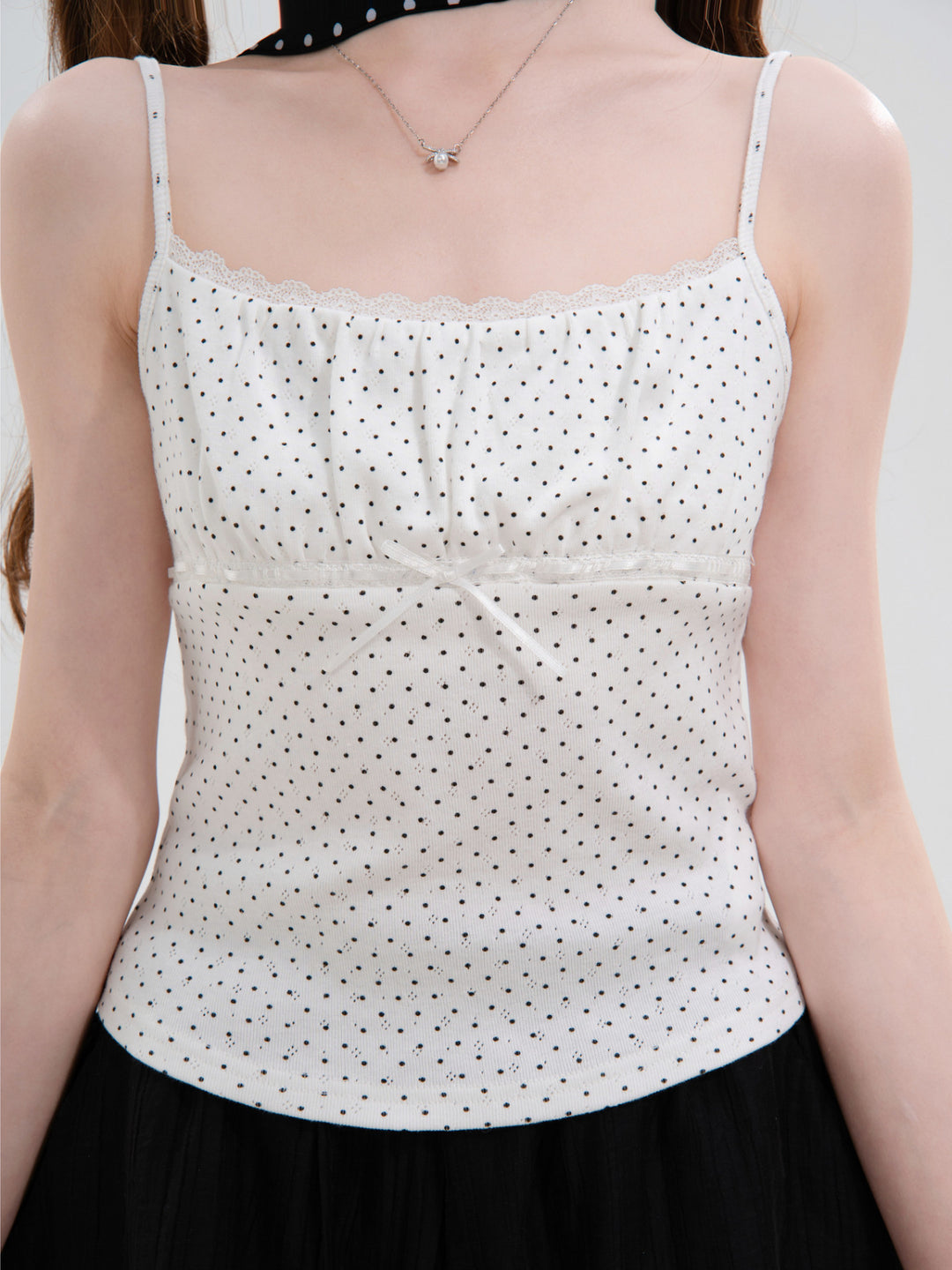 Polka Lace Cotton Cami-Tops-ntbhshop