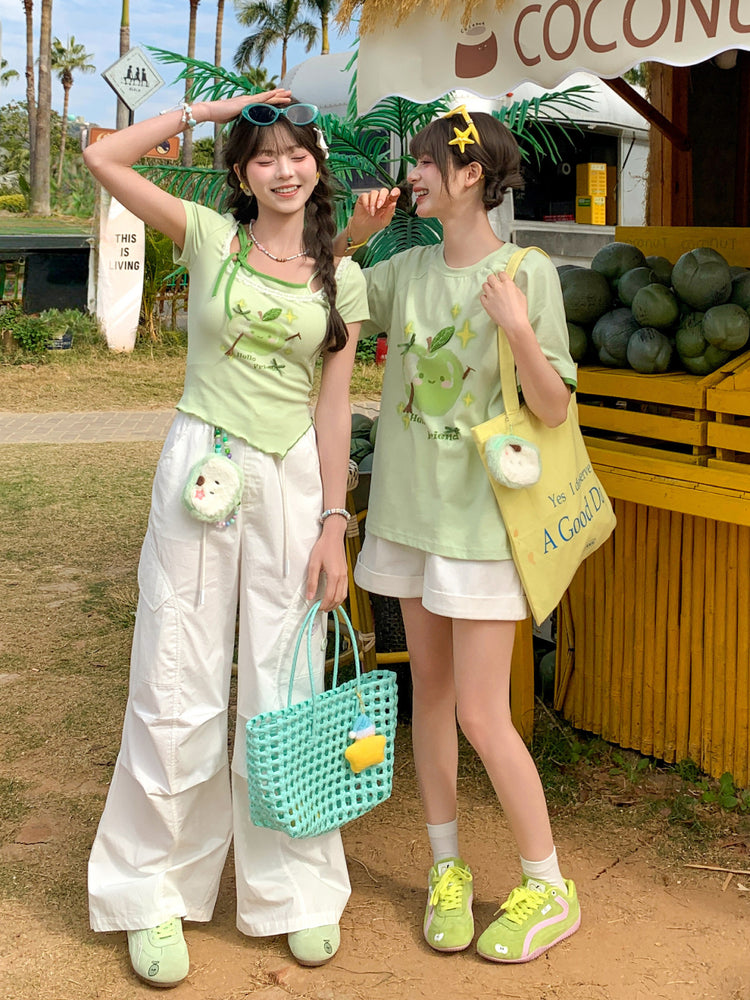 Green Apple Spark Trim Tee-Tops-ntbhshop