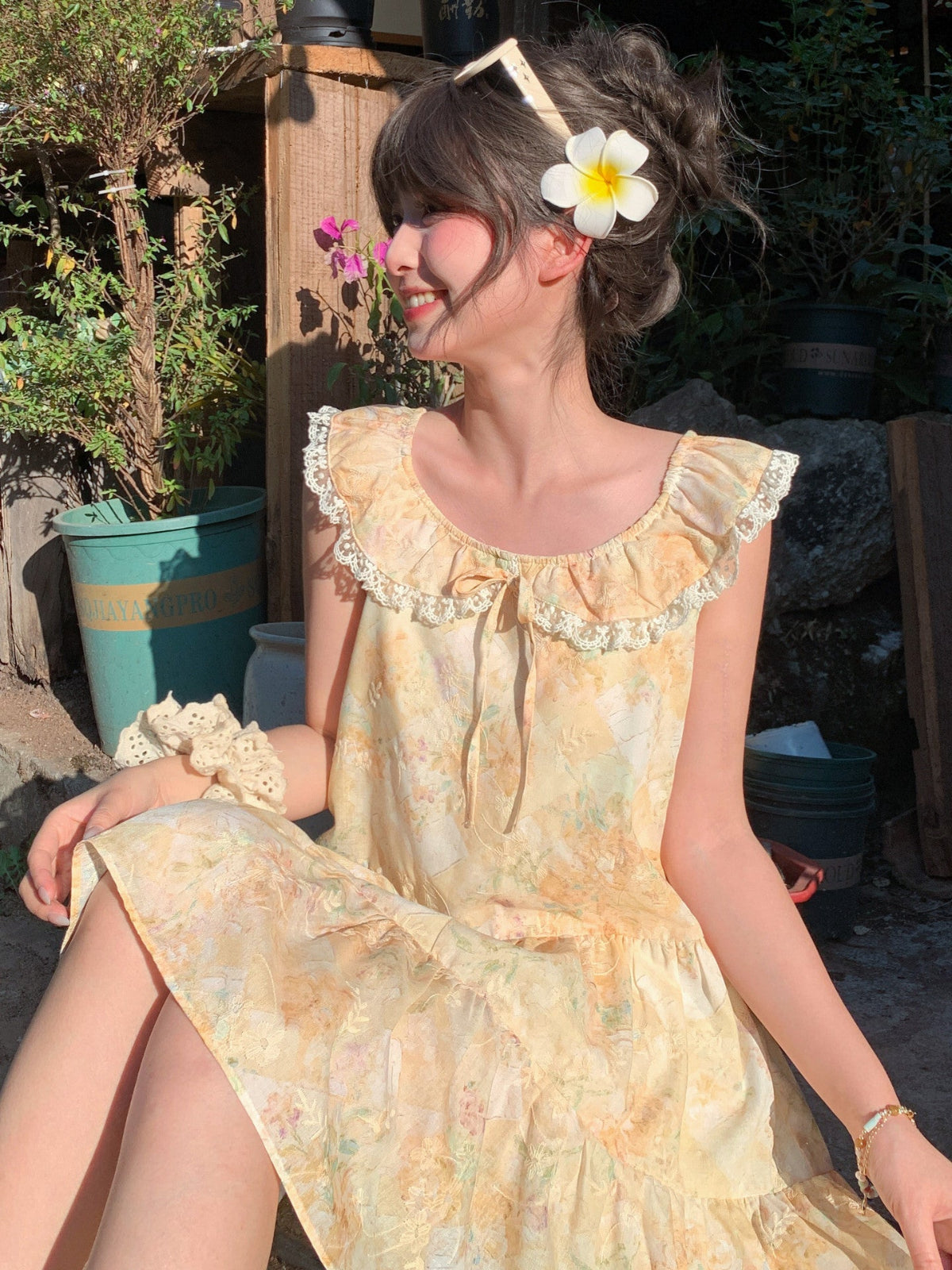 Sunlit Garden Ruffle Dress-Dresses-ntbhshop