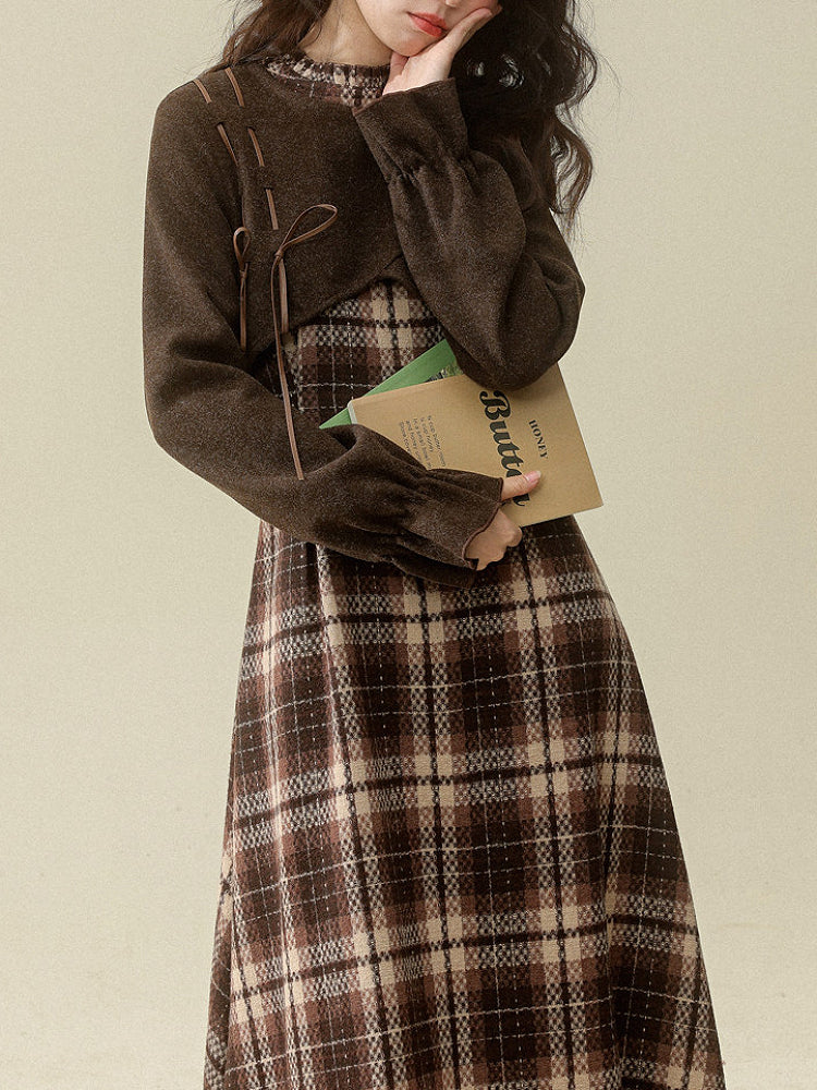 Hazelnut Afternoon Plaid Dress-Dresses-ntbhshop