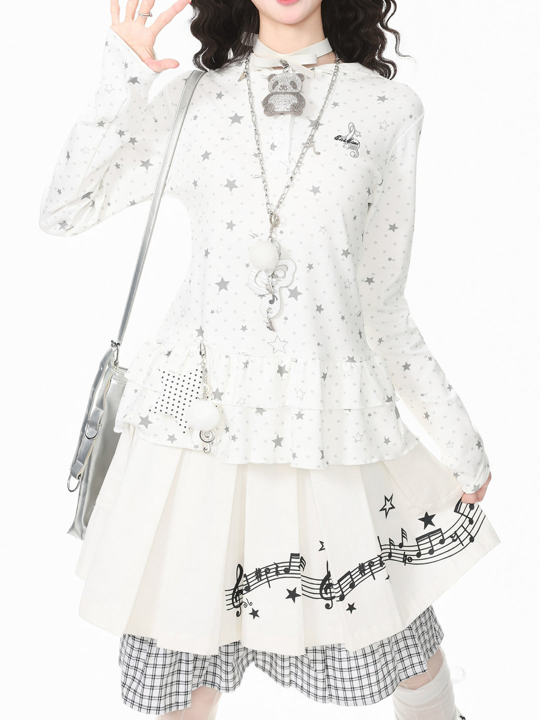 Starlit Dots Peplum Hoodies-Outerwear-ntbhshop