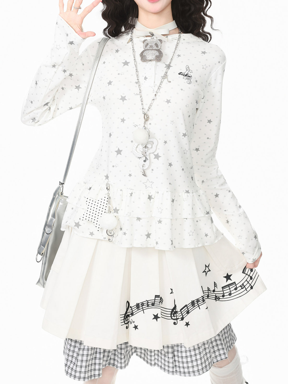 Starlit Dots Peplum Hoodies-Outerwear-ntbhshop