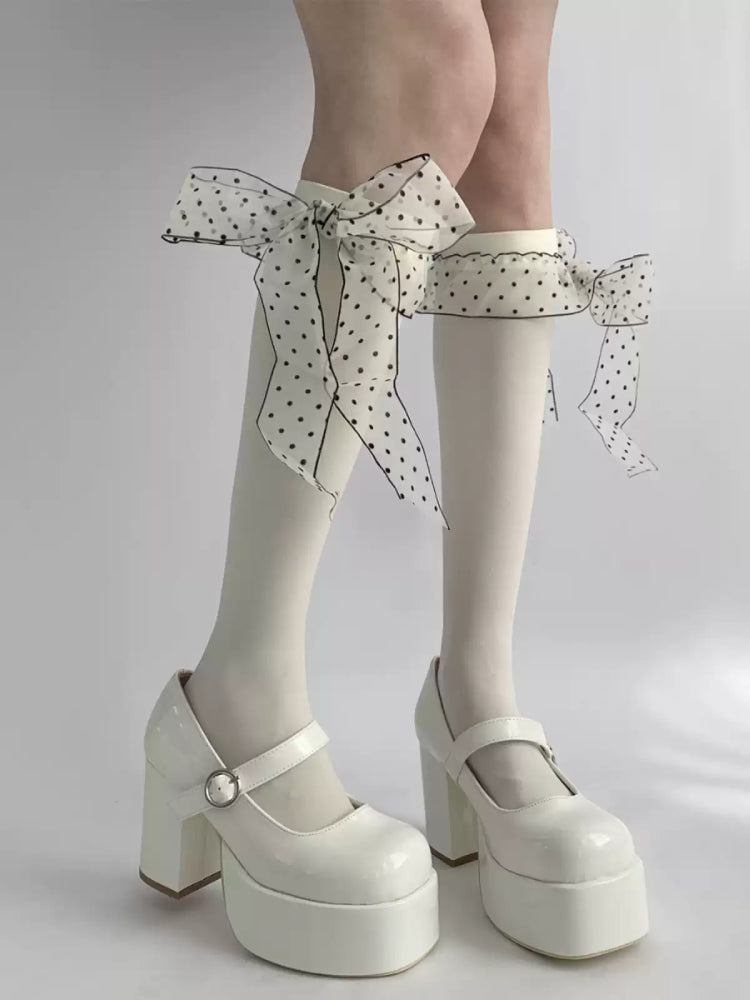 Dotty Bow Knee & Crew Socks-ntbhshop